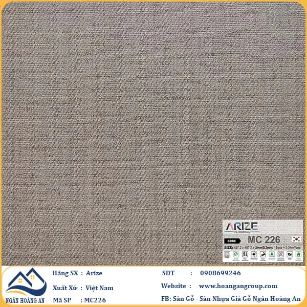 Sàn Nhựa Dán Keo Giả Vân Thảm Arize 3mm